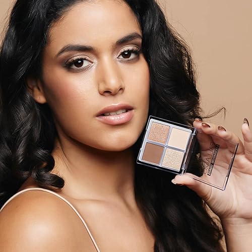 Miniatura 43 de Palladio Sombra de ojos cuádriceps, mate mezclable pigmentado aterciopelado, acabados metálicos y brillantes, fórmula cremosa, paleta de sombras