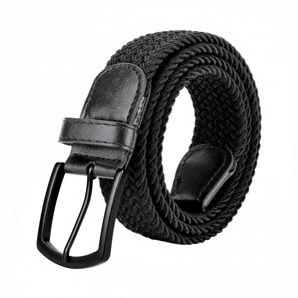 ZORO Stretchable Woven Fabric belt for Men & Women,Fits on upto 40 inches waist size,Hole free design (BLACK SCB-30K)