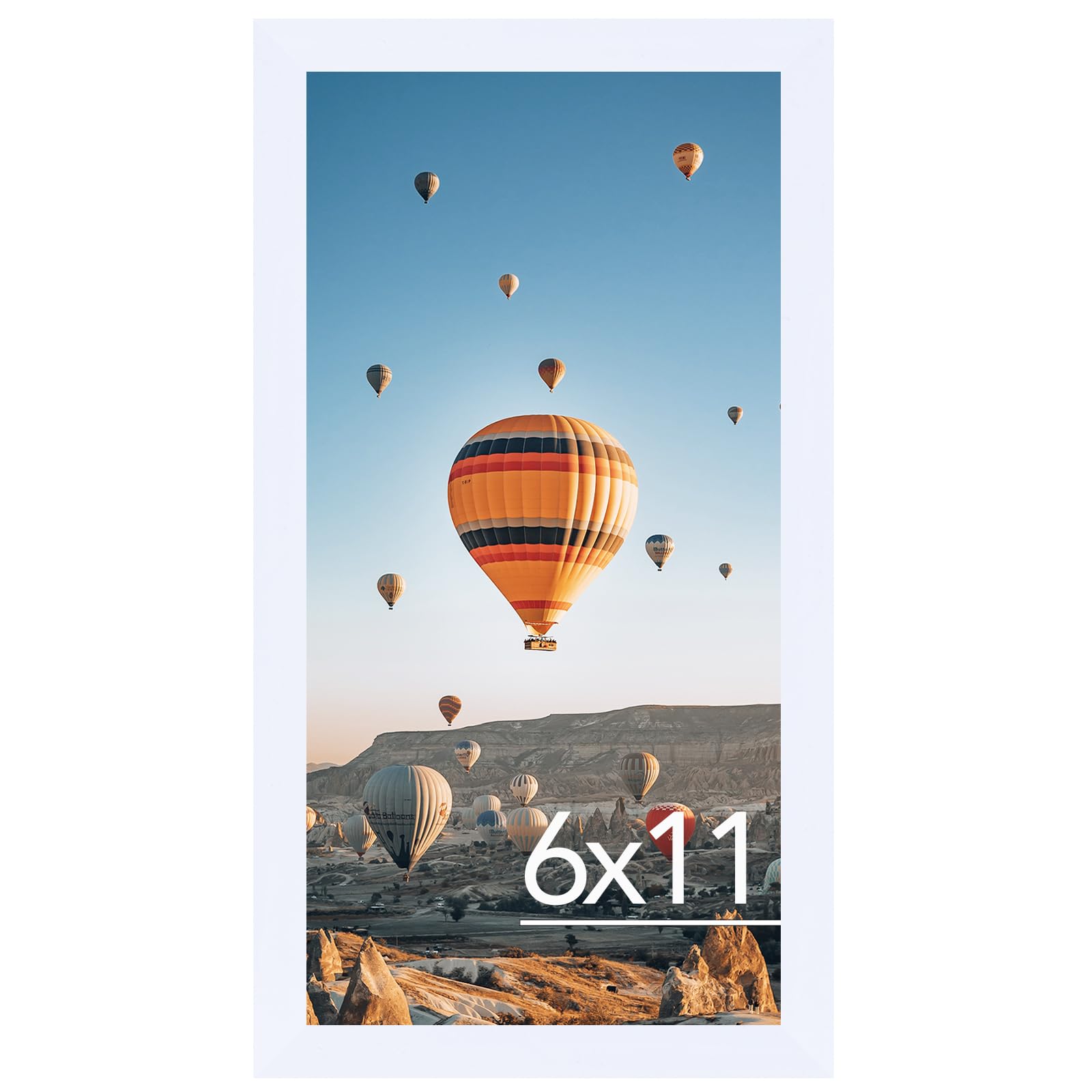JCJMY 6x11 Picture Frame White for Wall Hanging or Tabletop, Wall Mounting Horizontally or Vertically, 6 x 11 Wall Gallery Poster Photo Frame with Shatter Resistant Plexiglass, White