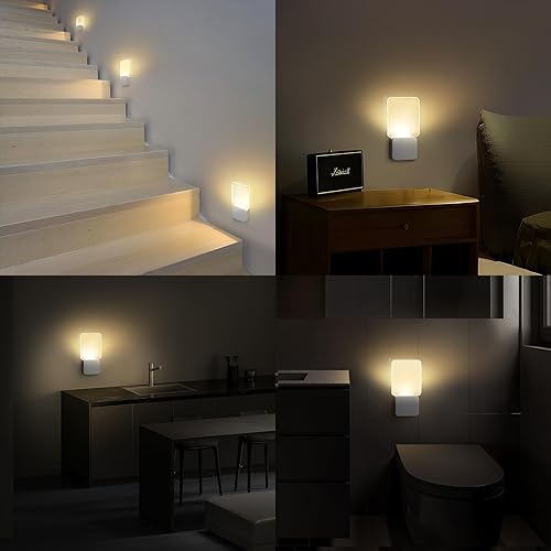 Miniatura 6 de oviitech Luz nocturna superior con sensor de luz del atardecer al amanecer en la parte inferior, luz en blanco cálido para pasillo, dormitorio, sala