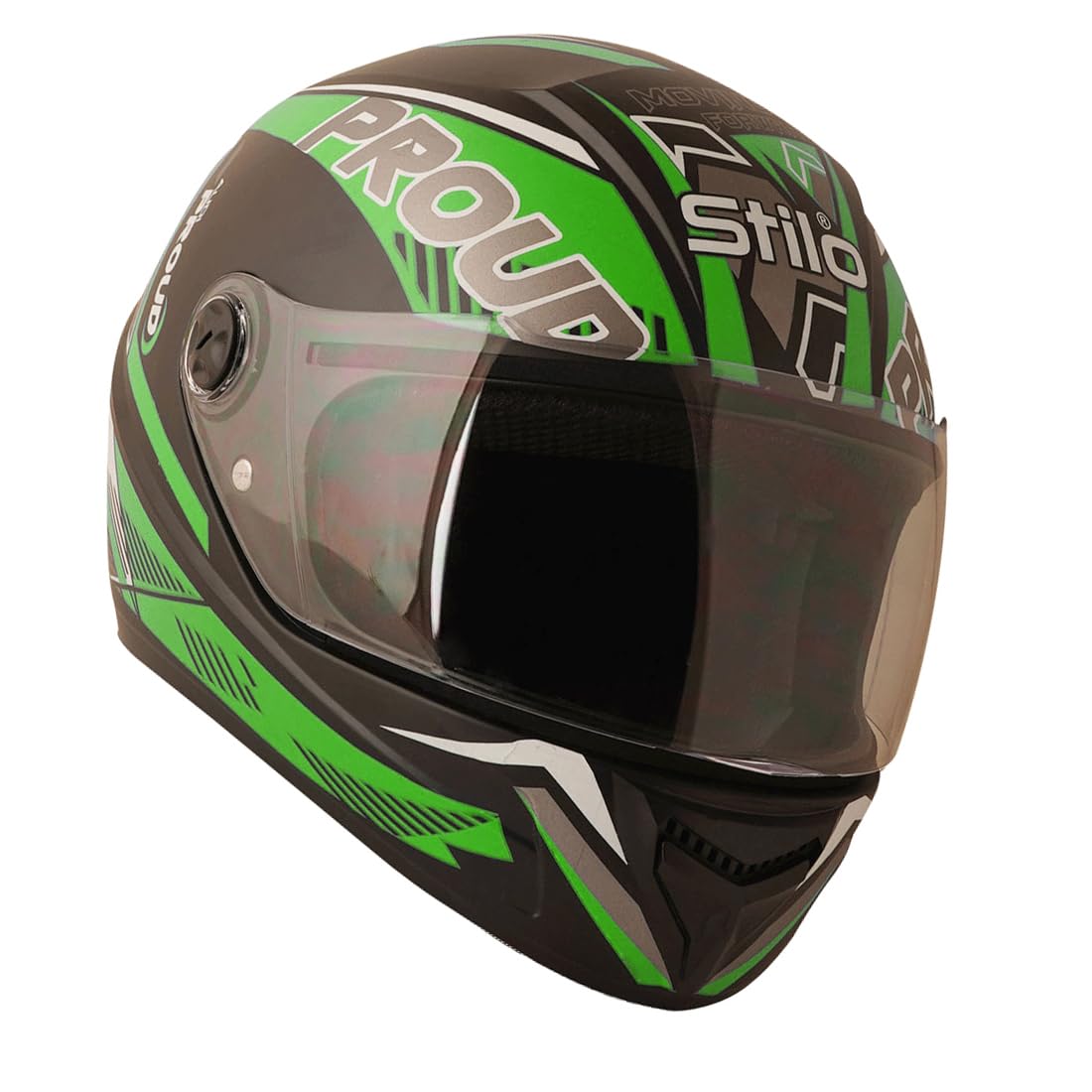 Proud 45 G2 Full Face Graphic Helmet (ISI Certified) Impact Resistant ABS Shell, UV Protection Visor, Enhanced Design & Comfortable (Black Glossy - Green) (Medium)