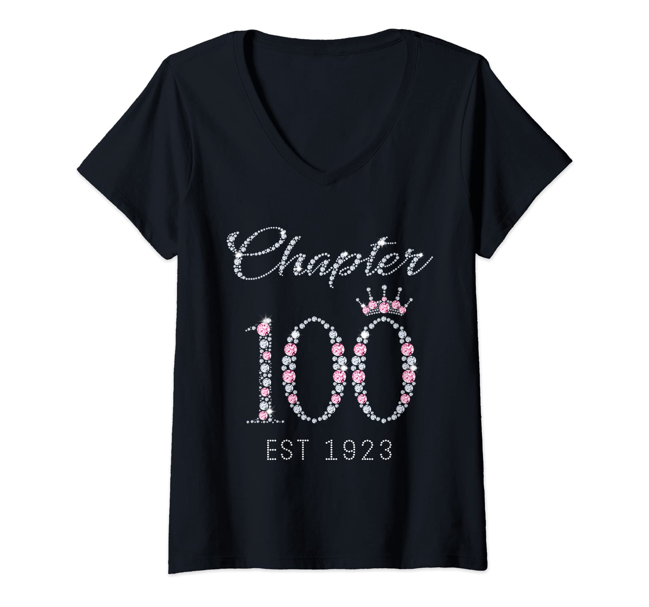 Womens Chapter 100 EST 1923 100Th Birthday Gift For Womens V-Neck T-Shirt