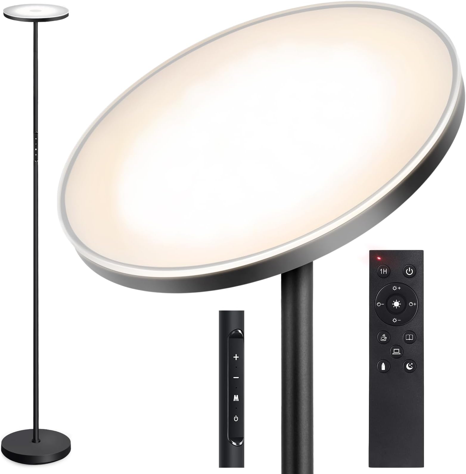 OUTONFloor Lamp, 30W/3000LM LED Modern Torchiere Sky Lamp, Super Bright Dimmable Standing Tall Lamp with Remote Touch Control, 1 Hour Timer for Living Room Bedroom Office