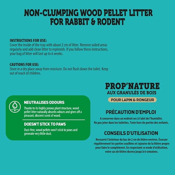 Aimé - Litière PROP'Nature 10L pour Petits Animaux - Granulés de Bois Super Absorbants - pour Lapin, Cochon d'Inde, Hamster, Souris, Cobaye - Jusqu'à 6 Semaines d'Utilisation - 3
