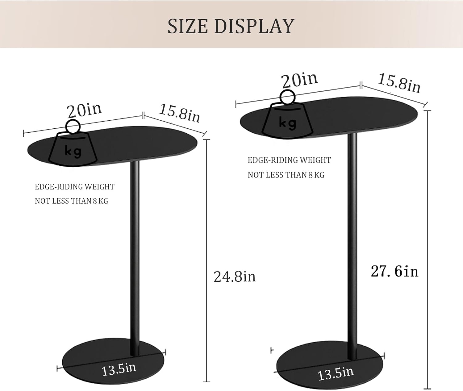 C-Shaped Metal Side Table, Slides Under Sofa for Small Spaces image 3