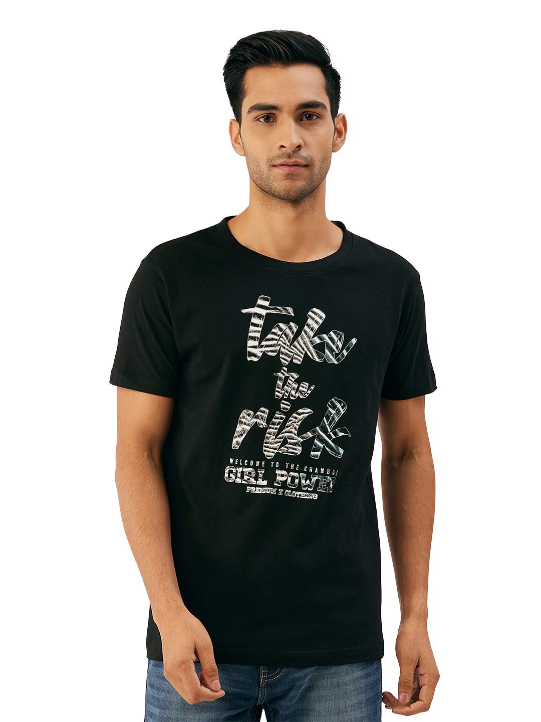 THE CHAMBALMens Graphic Printed Cotton T-Shirt