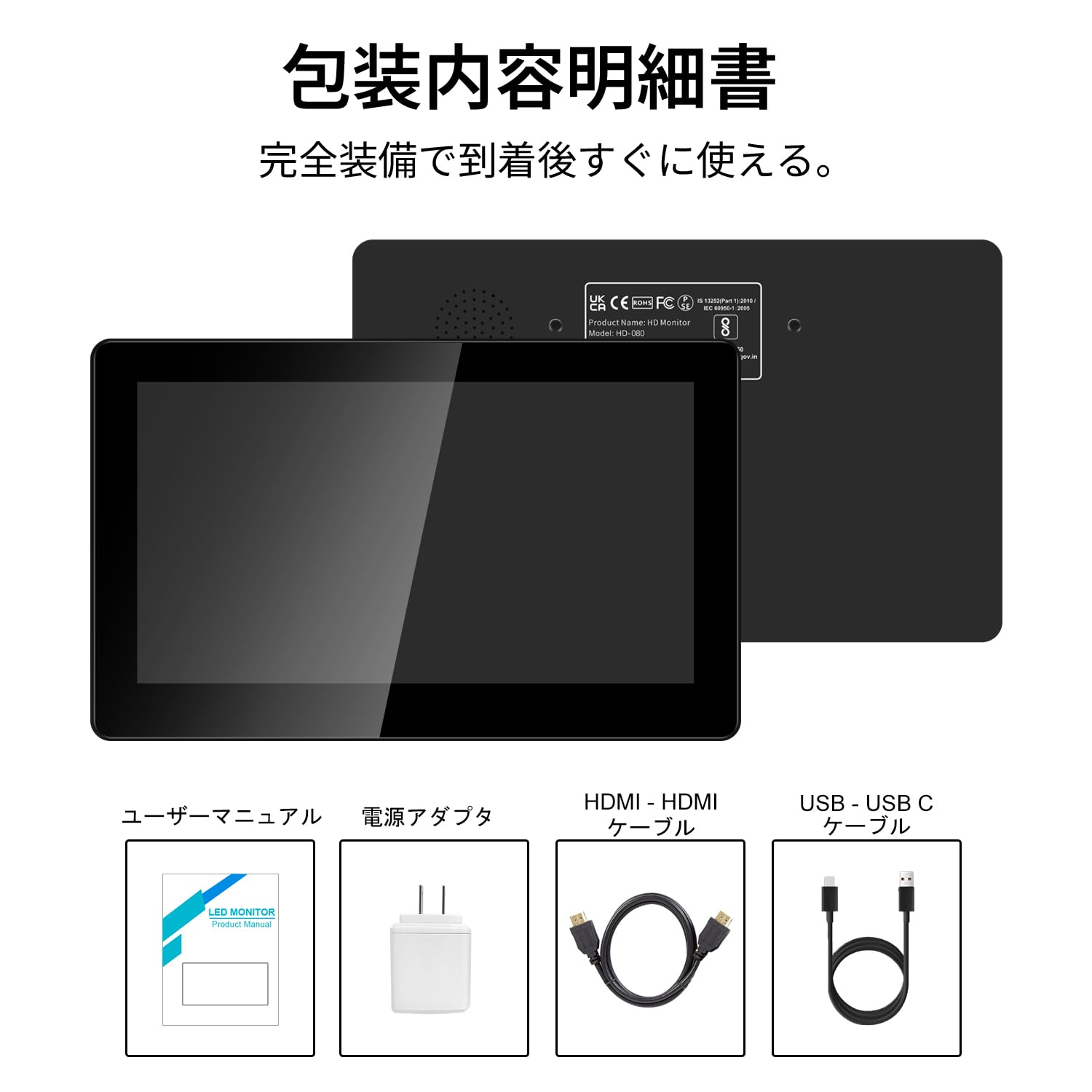 Amazon.co.jp: ミニモニター 8インチ HD 800x480P ディスプレイ