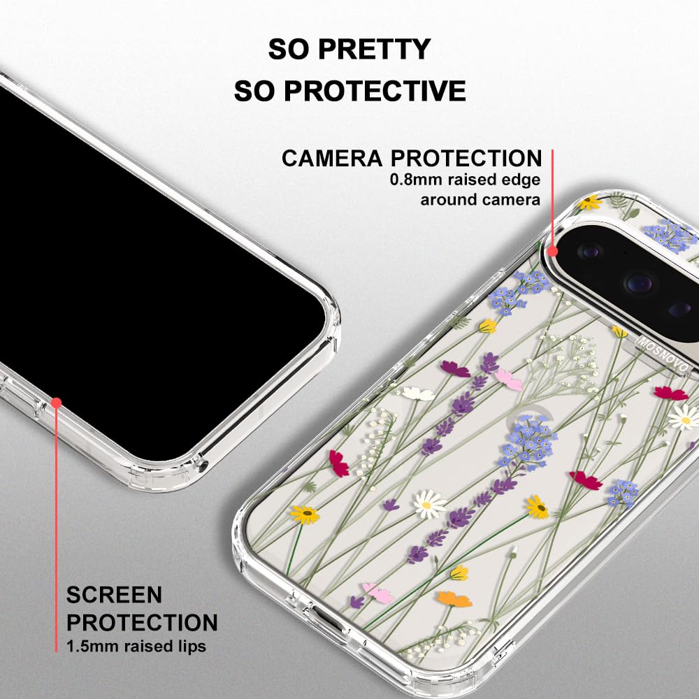 MOSNOVO Case for Google Pixel 10 & Pixel 10 Pro, [Buffertech 6.6ft Military-Grade Drop Protection] [Anti Peel Off Tech] Clear TPU Bumper Phone Case Cover Design - Cute Cherry — view 557