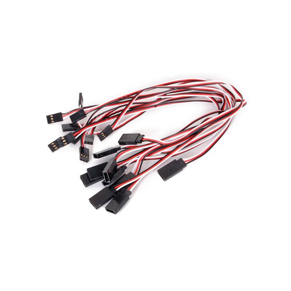 Mallofusa 10pcs 300mm 30cm Servo Extension Lead Cord Wire Splitter Male to Female Futaba JR Extension for KK MWC Eagle Control Board