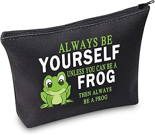 TSOTMO Frog Survival kit Makeup Bag Gift Frog Lover Gifts Always Be Yourself Unless You Can Be A Frog Then Always Be A Frog Cosmetic Bag Motivational Gift (C.Be Frog BLK)