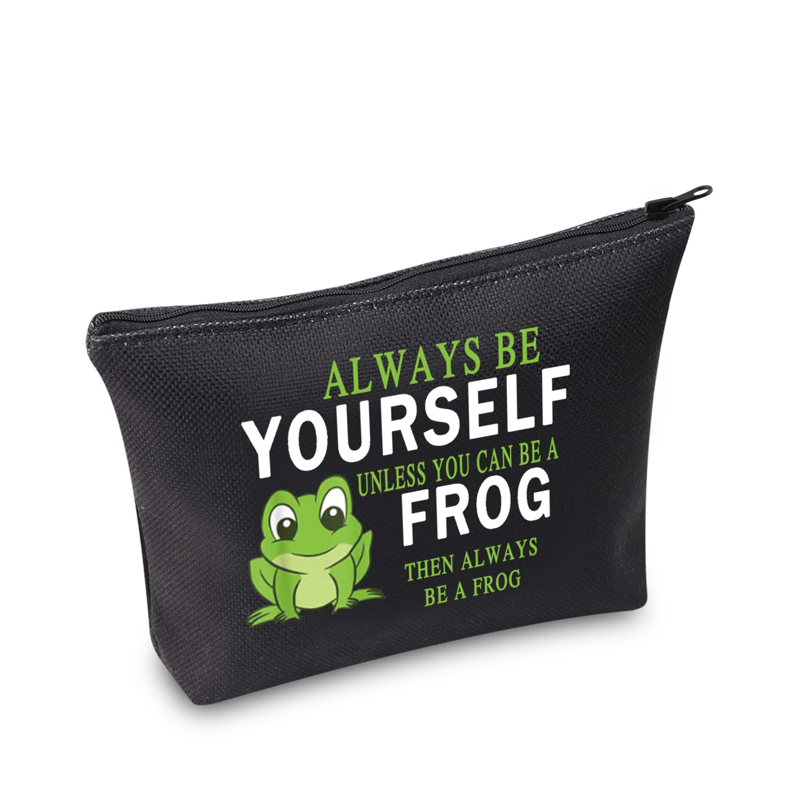 TSOTMO Frog Survival kit Makeup Bag Gift Frog Lover Gifts Always Be Yourself Unless You Can Be A Frog Then Always Be A Frog Cosmetic Bag Motivational Gift, U.be Frog Blk
