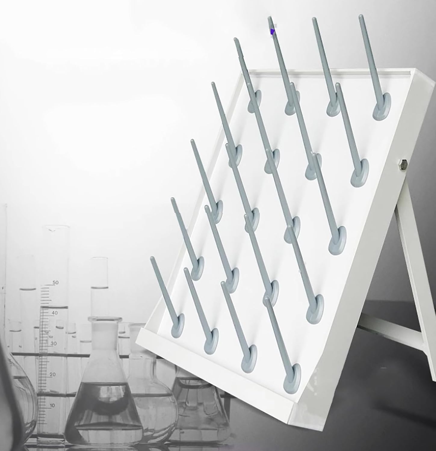 Experimental Instrument Drying Rack, Laboratory Drying Rack, with Detachable Pegs, Support Stand, for Glassware and Bottles, Used in School Lab Utensils,