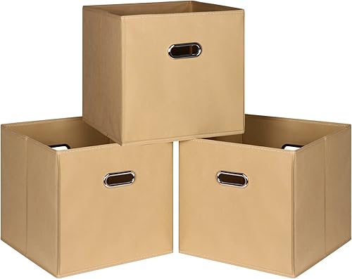 Miniatura 8 de Contenedores de almacenamiento de tela negra, cubos organizadores de 13 pulgadas, canastas organizadores de tela, canastas plegables con asas dobles