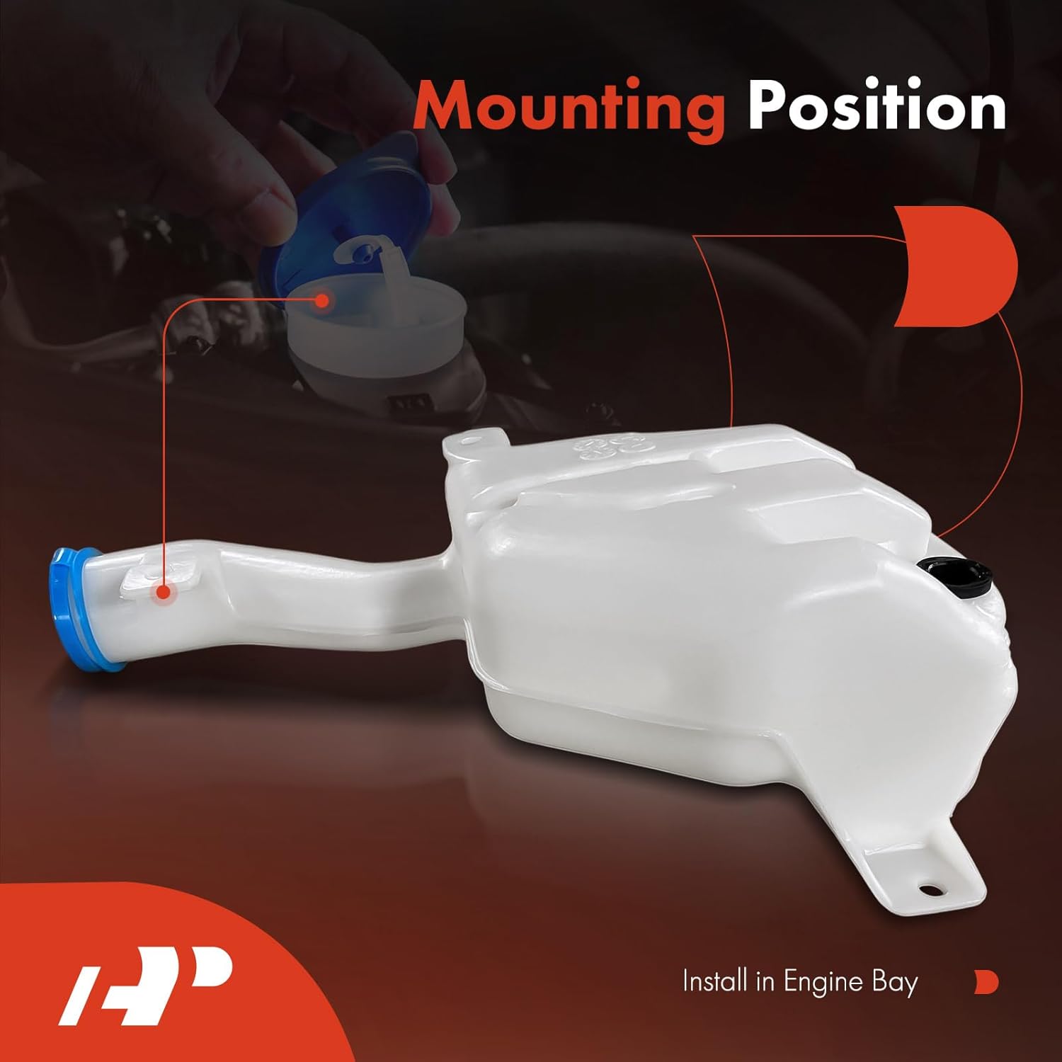 A-Premium Windshield Washer Reservoir Tank Assembly Compatible with Honda Civic 1992-1995, Civic del Sol 1993-1997 & Acura Integra 1994-1996 - with Cap & Filler Neck & Bracket