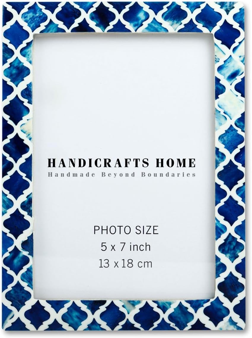 Handicrafts Home5x7 Picture Photo Frame Moorish Damask Moroccan Art Inspired Vintage Wall Décor Gift Frames Blue – Christmas Gifts