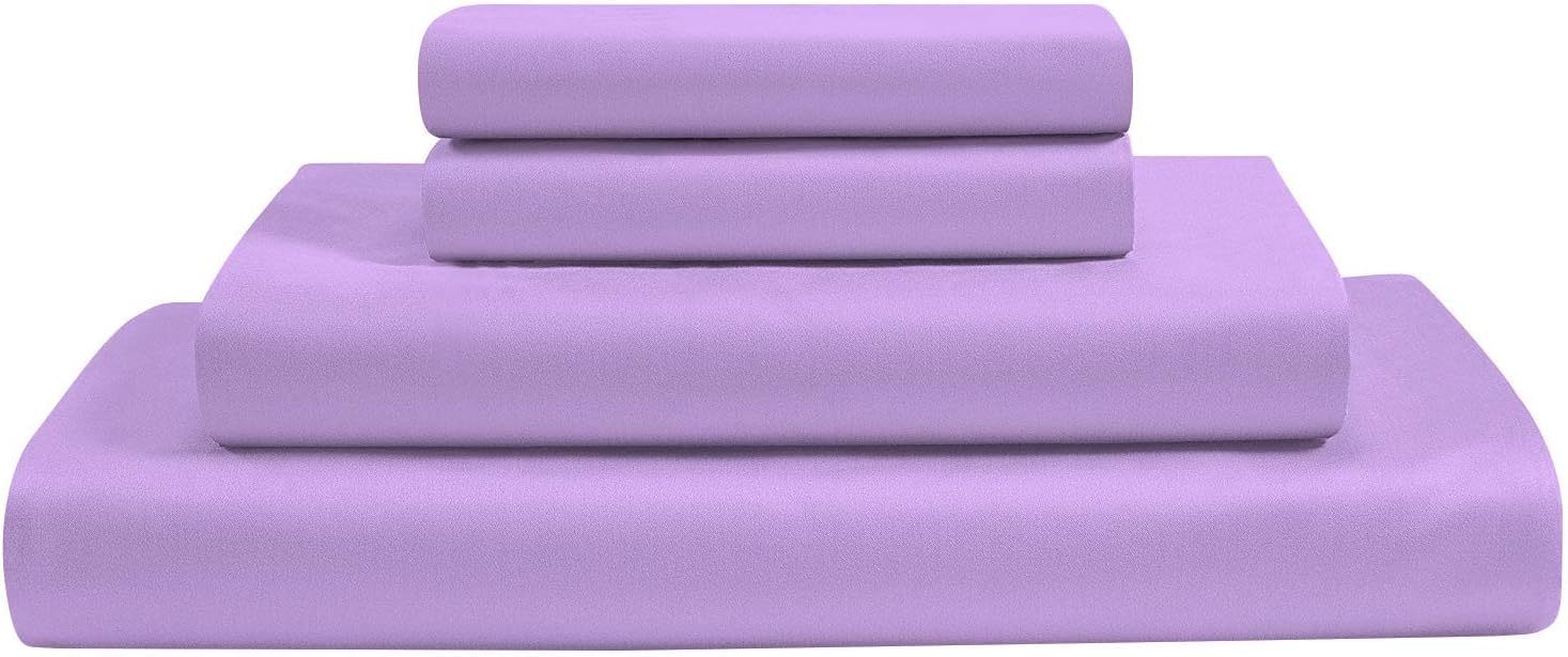1000 Thread Count Four (4) Piece Full Size Lavender Solid Bed Sheet Set, 100% Egyptian Cotton, Deep Pocket