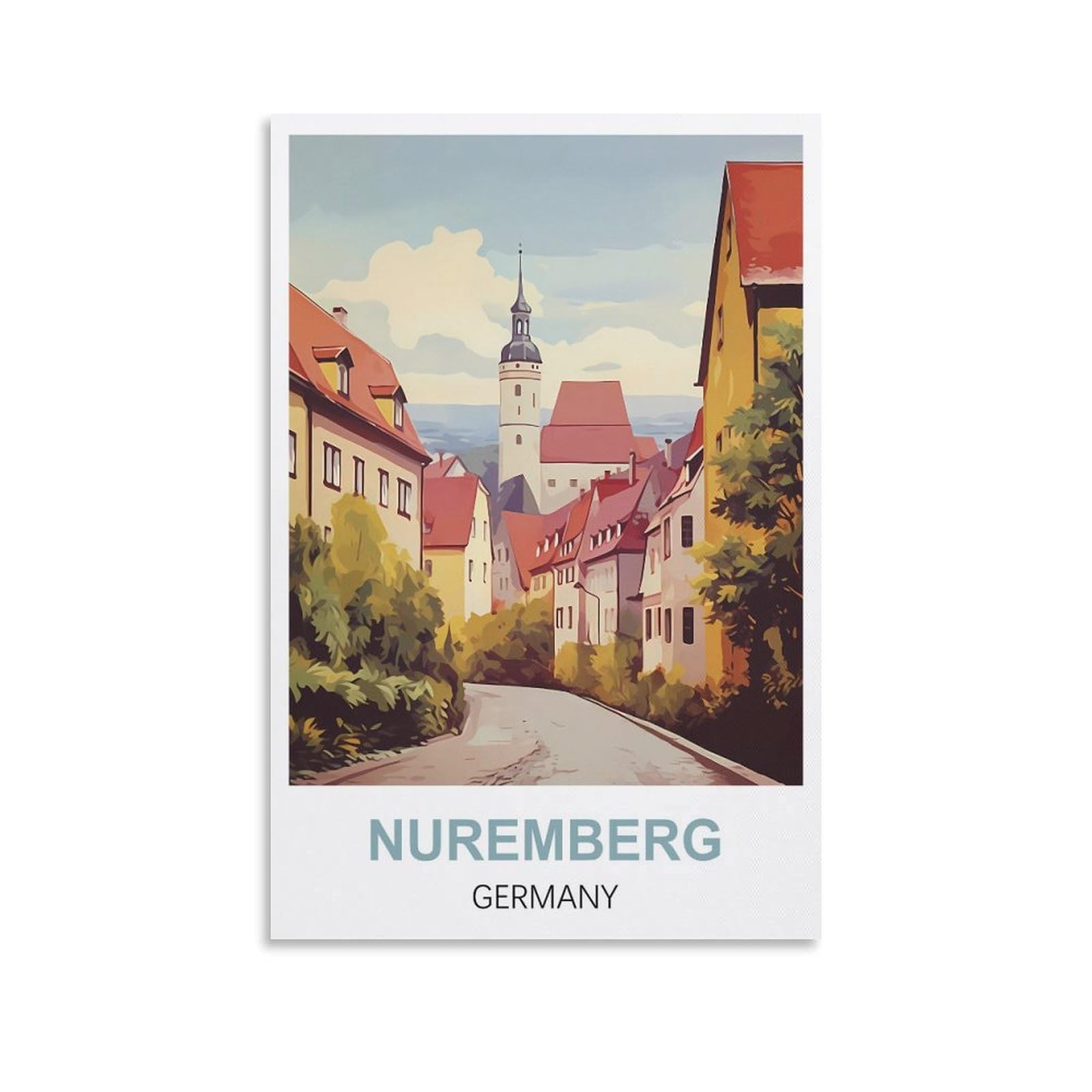 JYICUNCHO Nuremberg Germany Vintage Travel Posters 08x12inch(20x30cm) Canvas Prints Wall Art Paintings Pictures