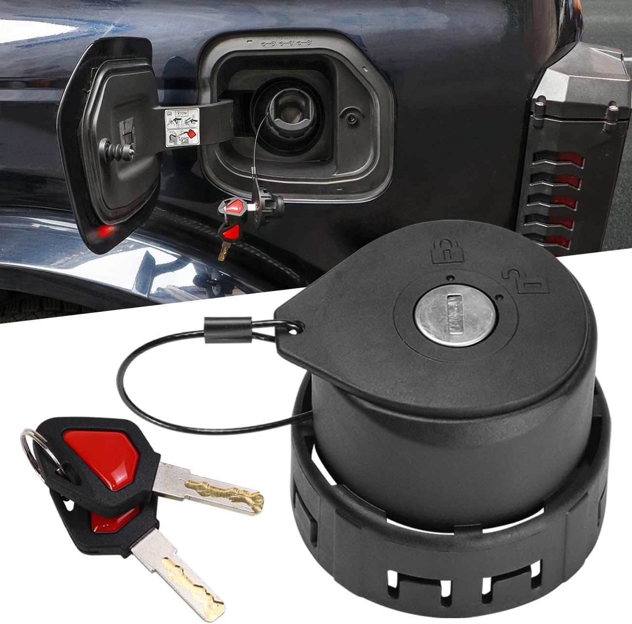 HIBRONGO Locking Gas Caps Fuel Filler Plug Cover with Key for Capless Systems