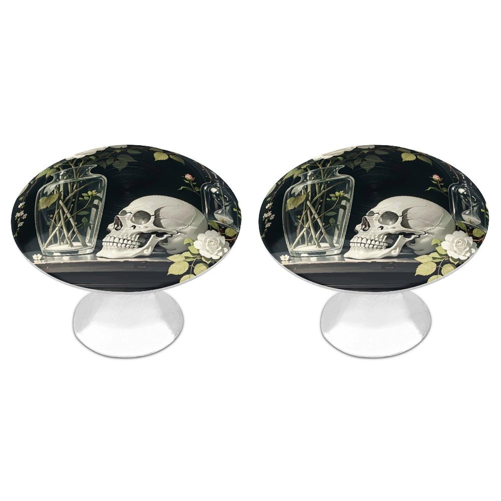 DWVTSLH Gothic Room Decoration Cabinet Handles 2 Pack Stainless Steel Kitchen Drawer Pulls with Installation Screws Round Dresser Drawer Knobs 1.1 Inch Modern Cabinet Hardware Door Handles