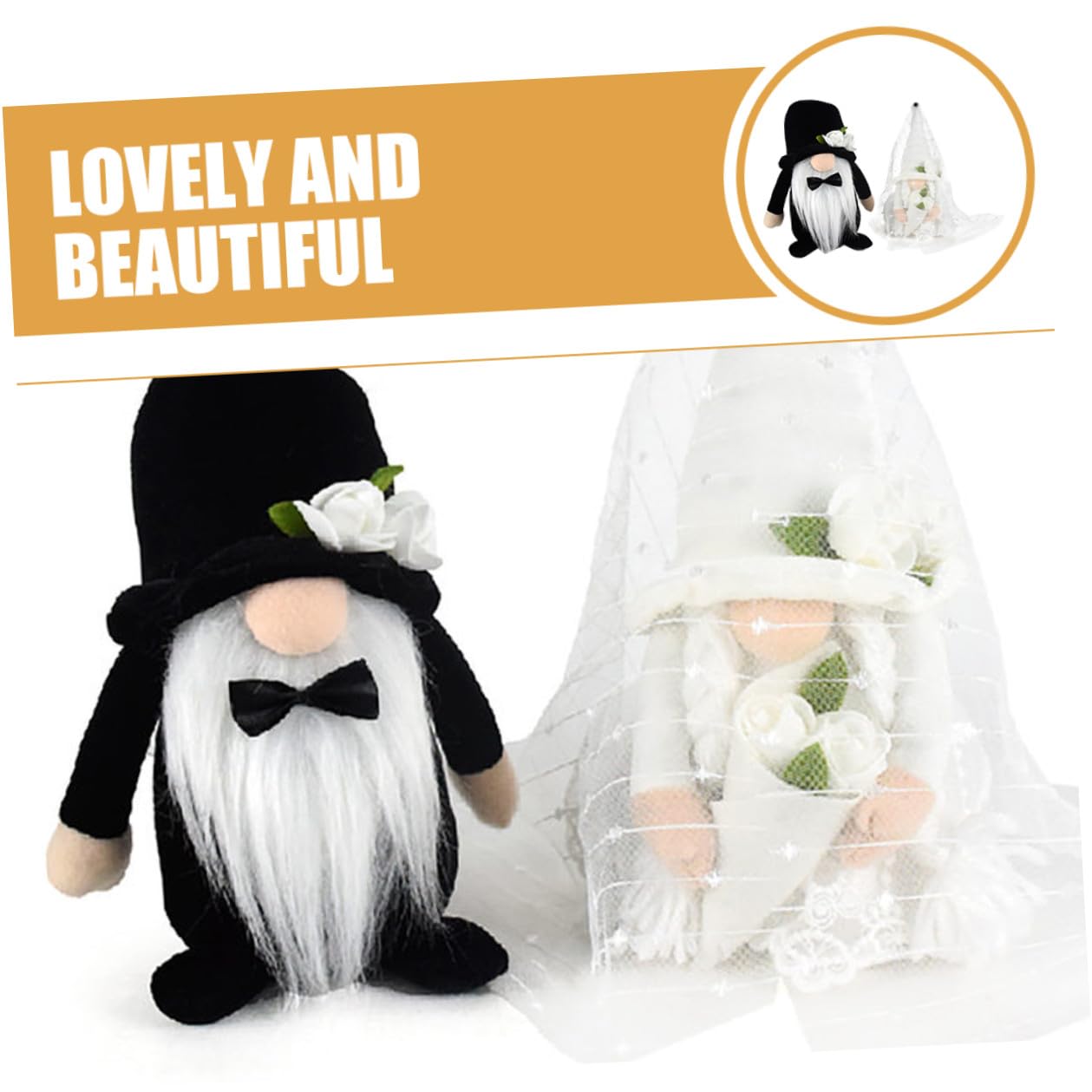 jojofuny 2 Stück Hochzeitszwerg Plüsch GNOME in Braut Bräutigam Design Dekorative Tischdeko aus Langlebigem Stoff für Hochzeitsfeier und Wohnambiente