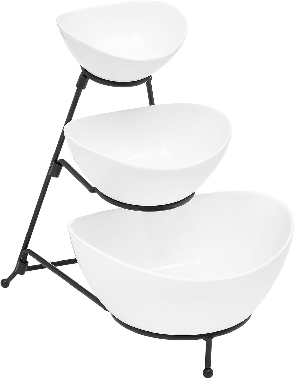 SHEFFIELD HOME 3Tier Serving Set White Stoneware Oval