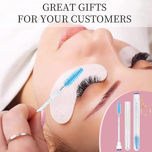 Miniatura 5 de Juego de 48 varitas de rímel desechables, incluye 24 cepillos desechables de cristal para pestañas y 24 llaveros de diamante reutilizables, tubos de