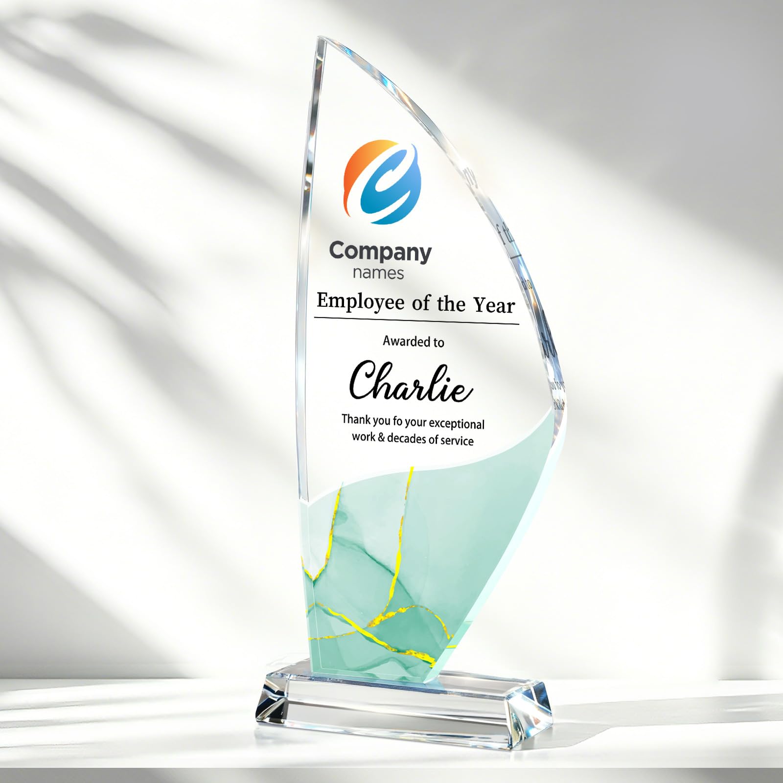 Personalized Crystal Trophy Award, Custom Awards and Trophies with Logo Photo Text, Teacher &amp; Employee Appreciation Gifts, Custom Plaque for Boss Coworker Teacher, Trophy Bulk