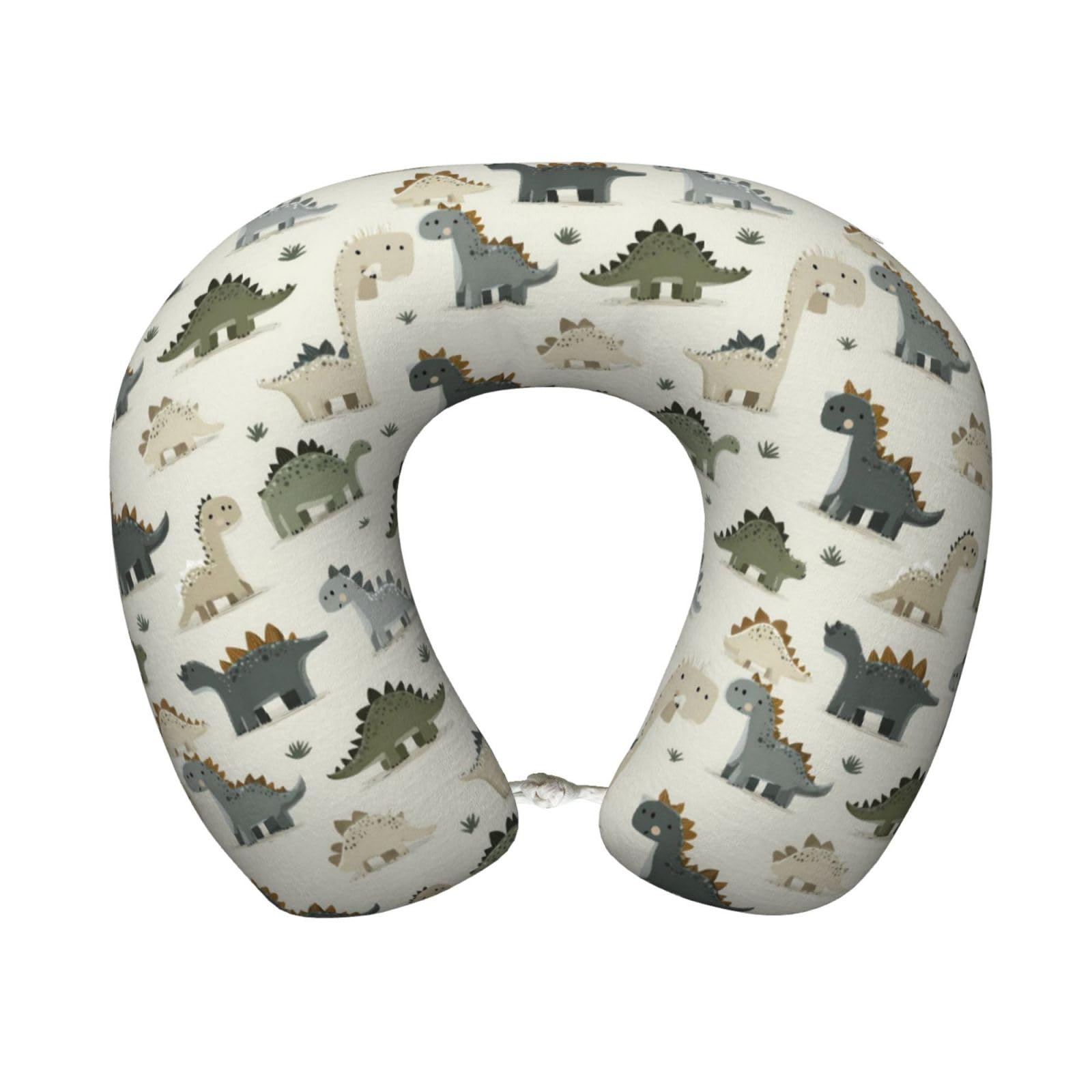 peiyeety Cartoon Dinosaur Print Travel Pillow Memory Foam, Portable Neck Pillow for Airplane, Car and Office