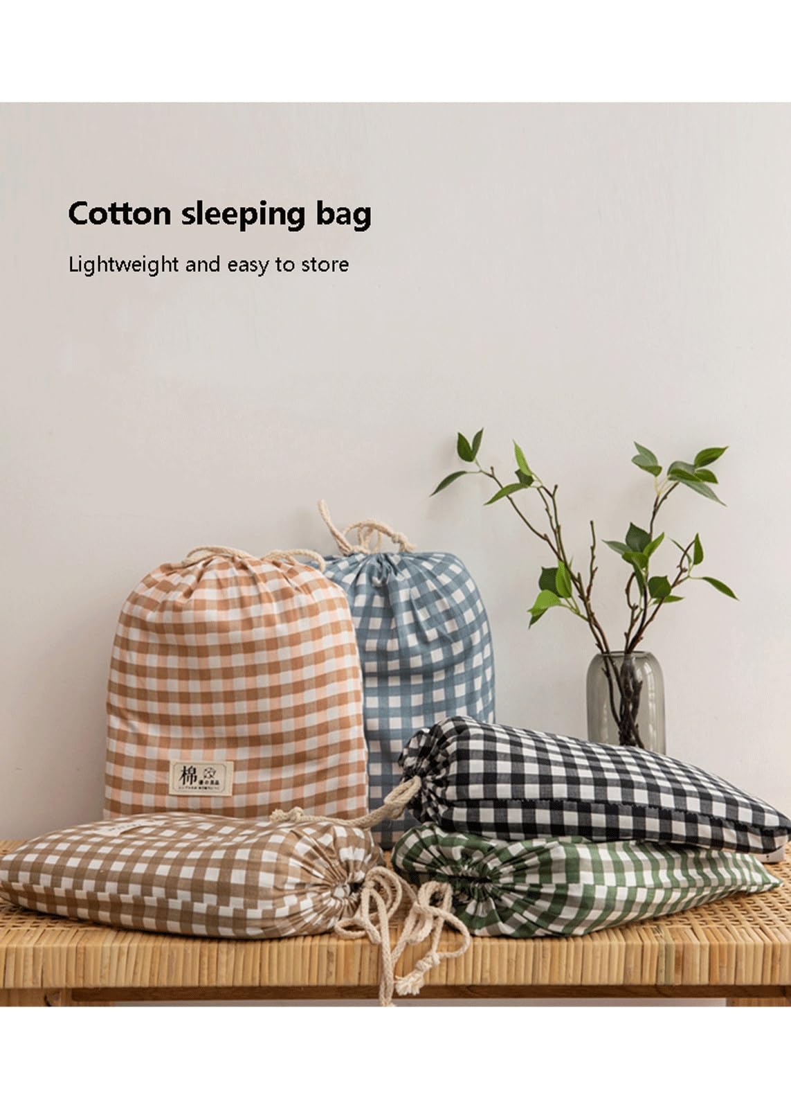 RUZGAR Plaid Sleeping Bag Liner Single Double Travel and Camping Sheet Lightweight Compact and Portable Adult Sleeping Bag for Traveling Hostels(Green,80x210cm-31x82)