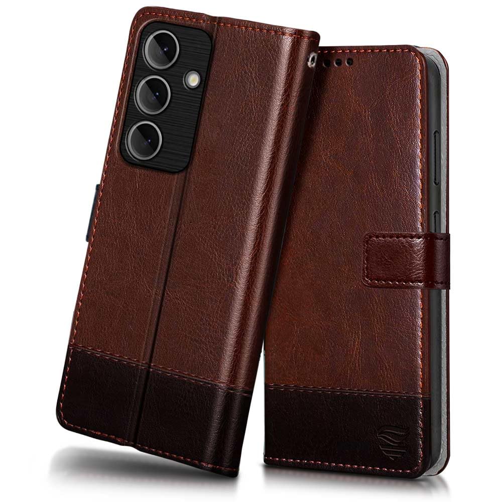 FLIPPED Vegan Leather Flip Case Back Cover for Samsung Galaxy S24 Plus 5G (Flexible, Shock Proof | Hand Stitched Leather Finish | Card Pockets Wallet & Stand | Brown with Coffee) (B0CSRNKDTF) Amazon Price History, Amazon Price Tracker