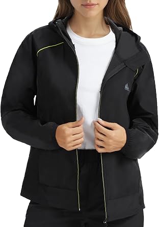 LAZAWG Womens Rain Jacket Lightweight Waterproof Raincoat Breathable for Summer Spring Hiking Travel Fit Light Rain