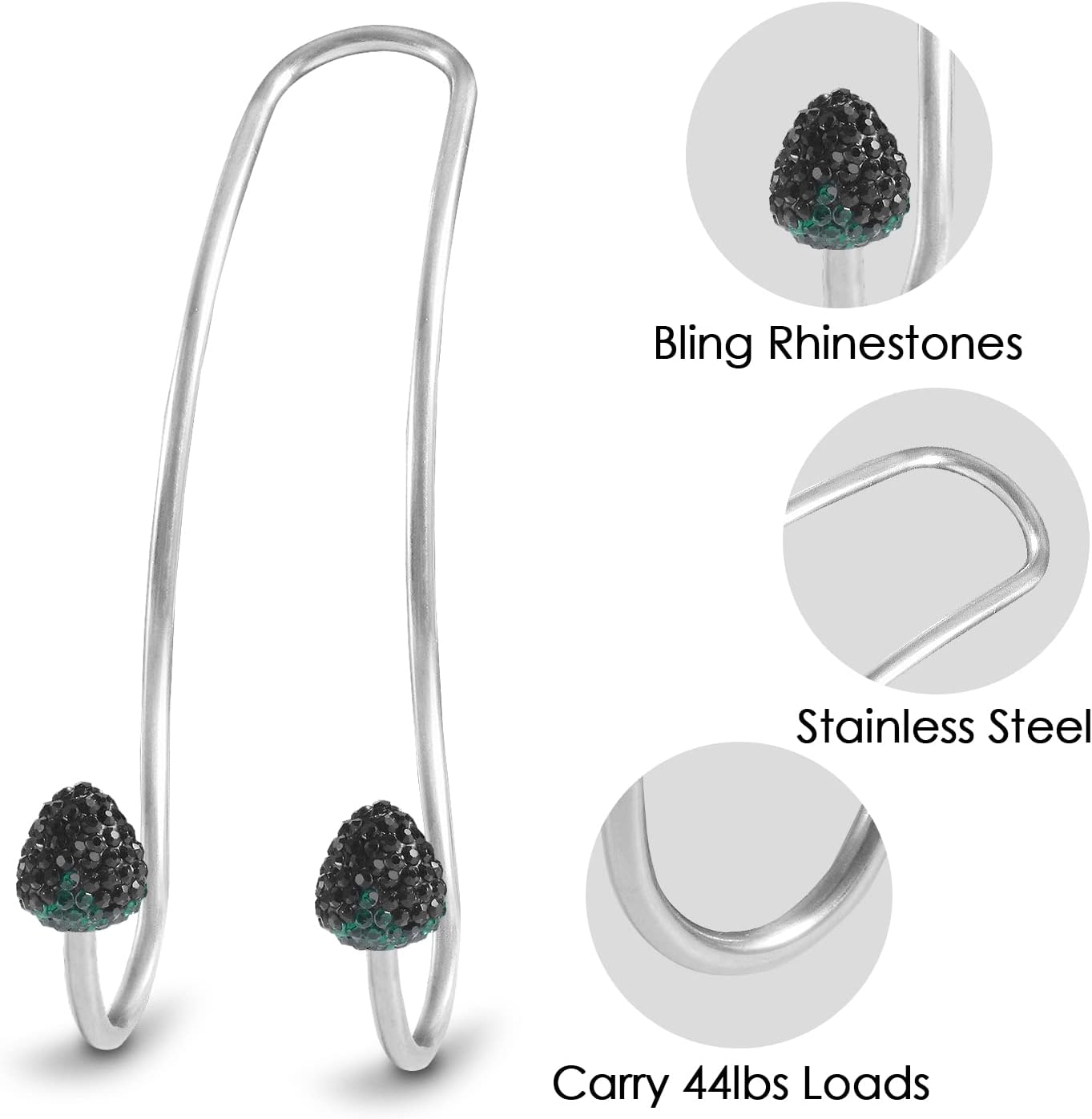 【2023 Upgraded】 Car Headrest Hooks Decorations, 2 Pcs Bling Strawberry Shape Purse Hook Hangers, Auto Hooks Car Hangers and Durable Backseat Holder, Storage Universal for SUV Truck Vehicle (Black)