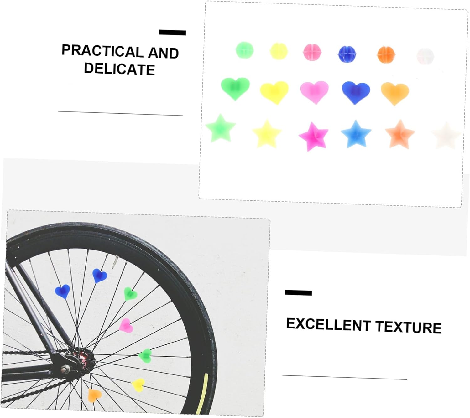 KOMBIUDA 108pcs Bike Wheel Beads Durable Plastic Decorations for Bicycles Easy Snap Installation Fun Accessories for Customizing