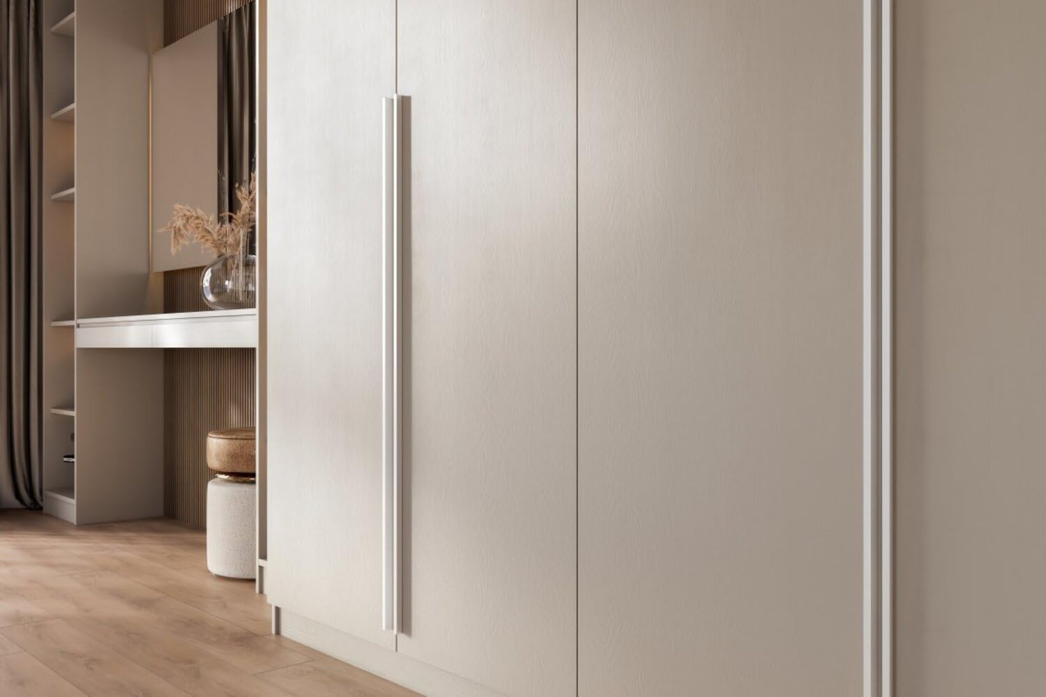 GTV Lungo Maniglia per mobili Pillar, alluminio bianco opaco, sottile ed elegante, per mobili alti, versatile, 1200 x 18,5 x 10,7 mm, con viti, moderna e funzionale