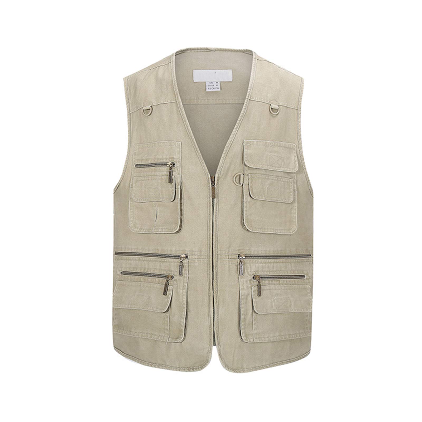 Herren Fotografie Gilet, Angelweste Denim, Multi Pocket Weste Multi Pocket Weste Outdoor Angeln Oberbekleidung äRmellose Reisefotografie,Stone,10XL