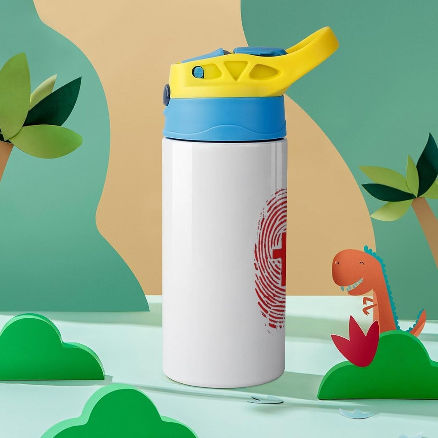 Crosss Fingerprint Insulated Water Bottle Travel Coffee Tumbler Stainless Steel Cup Mug with Flip Straw for Work