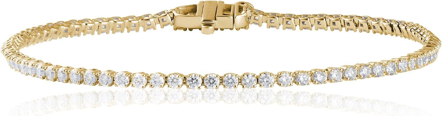 Amazon Essentials IGI Certified Lab Grown Diamond Tennis Bracelet for Women in 14k Gold - Size 7 Inches