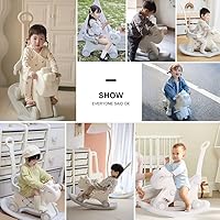 Vista 7 de Ancaixin Caballo mecedor 4 en 1 para niños pequeños de 1 a 3 años de edad, juguetes de paseo en bicicleta de equilibrio con asa de empuje, respaldo