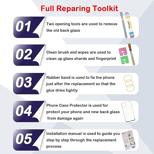 Miniatura 6 de Reemplazo de cristal trasero OEM para iPhone Xs Max 6.5 pulgadas con kit de herramientas de reparación profesional (gris espacial)