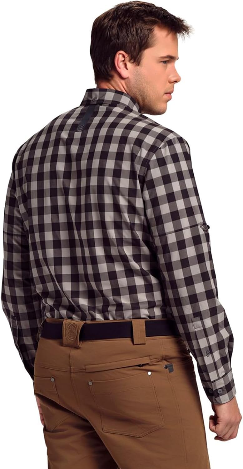Beretta Men's Hovis Flex Performance Adjustable Casual Outdoor Plaid Long-Sleeve Button-Down Shirt with UPF 50 Sun Protection