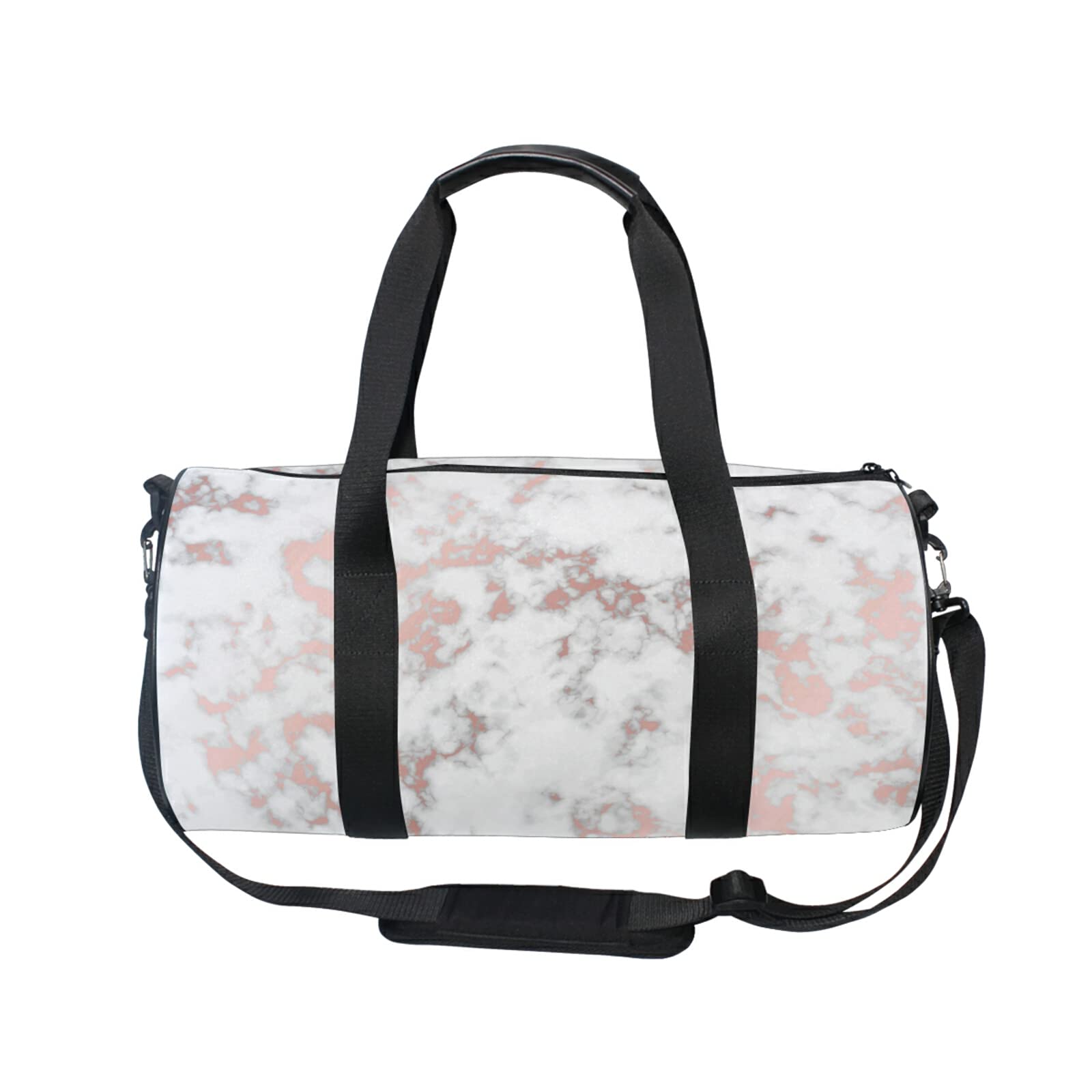 Rose Gold Marble Duffel Bag,Canvas Travel Bag for Gym Sports and Overnight