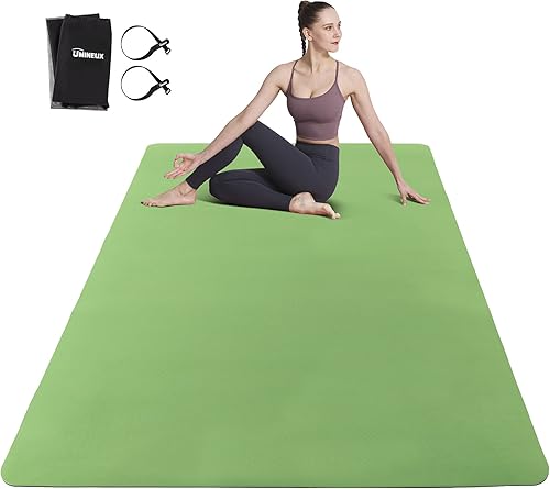 Miniatura 11 de UMINEUX Tapete de yoga grande para hombres y mujeres de 1/4 y 2/5 pulgadas, extra grueso, TPE para entrenamiento en casa, gimnasio, antideslizante,