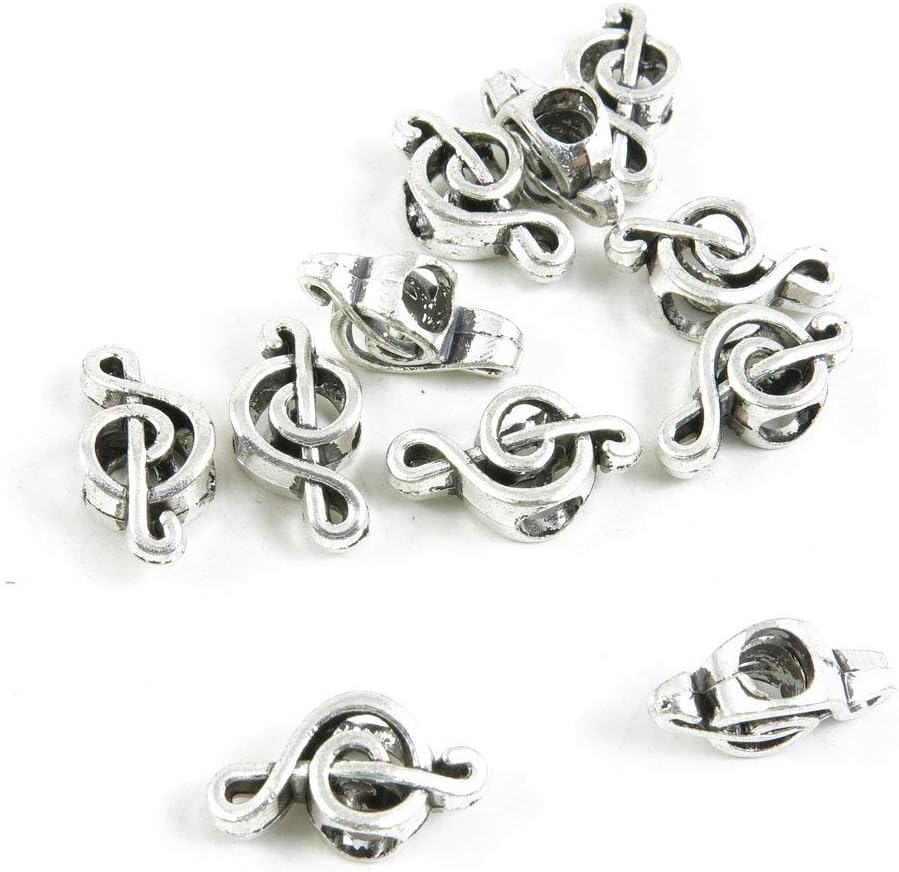 Qty 270 Pieces Antique Silver Tone Jewelry Making Supply Charms Findings Y2LY8 Music Note Loose Beads