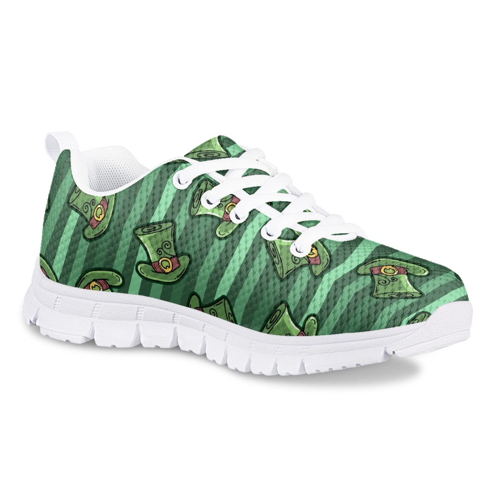 Yzaoxia Kids Sneakers St Patricks Day Magician Hat Pattern Green Running Shoes for Girls Boys Breathable Comfortable Sneakers Child Shoes Walking School