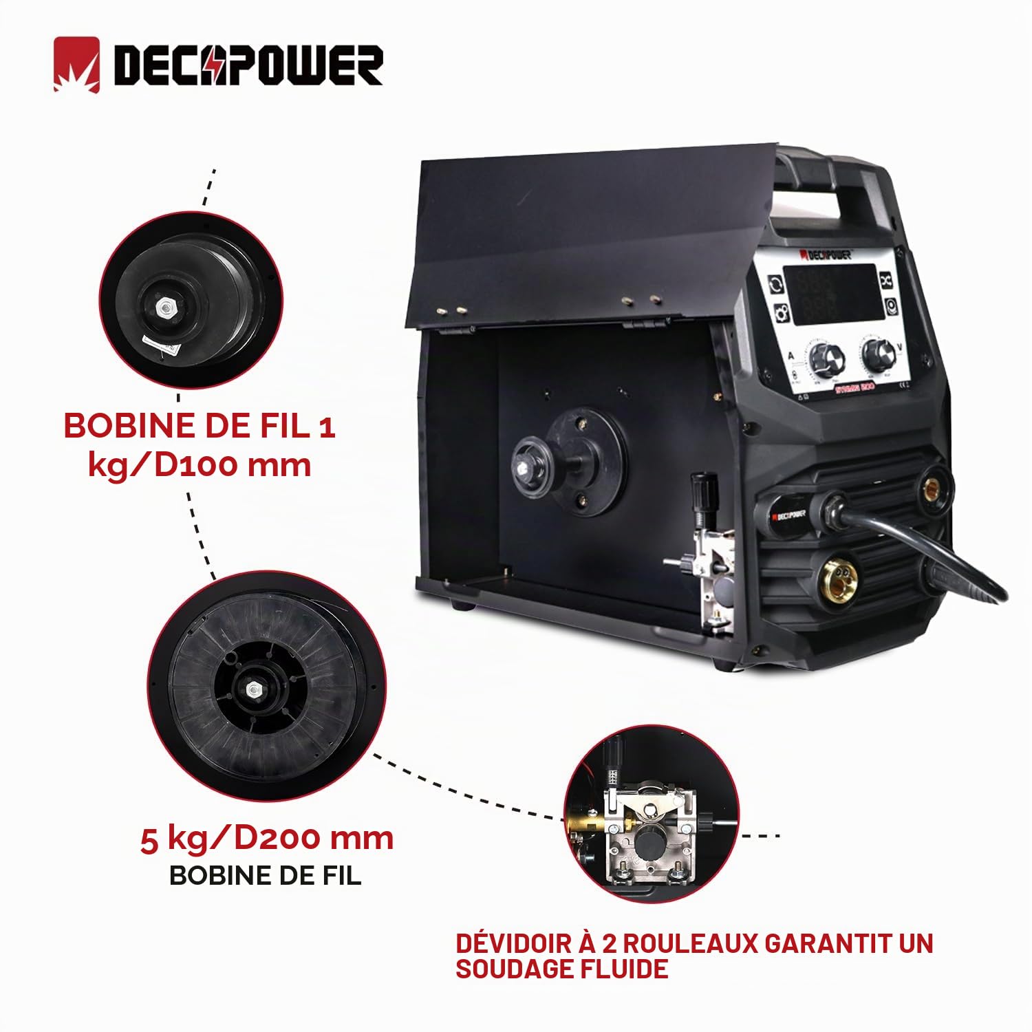 Decapower Poste à Souder SYNMIG-200Amp TIG WIRE 4en1 MIG Sans Gaz, Équipement de soudage