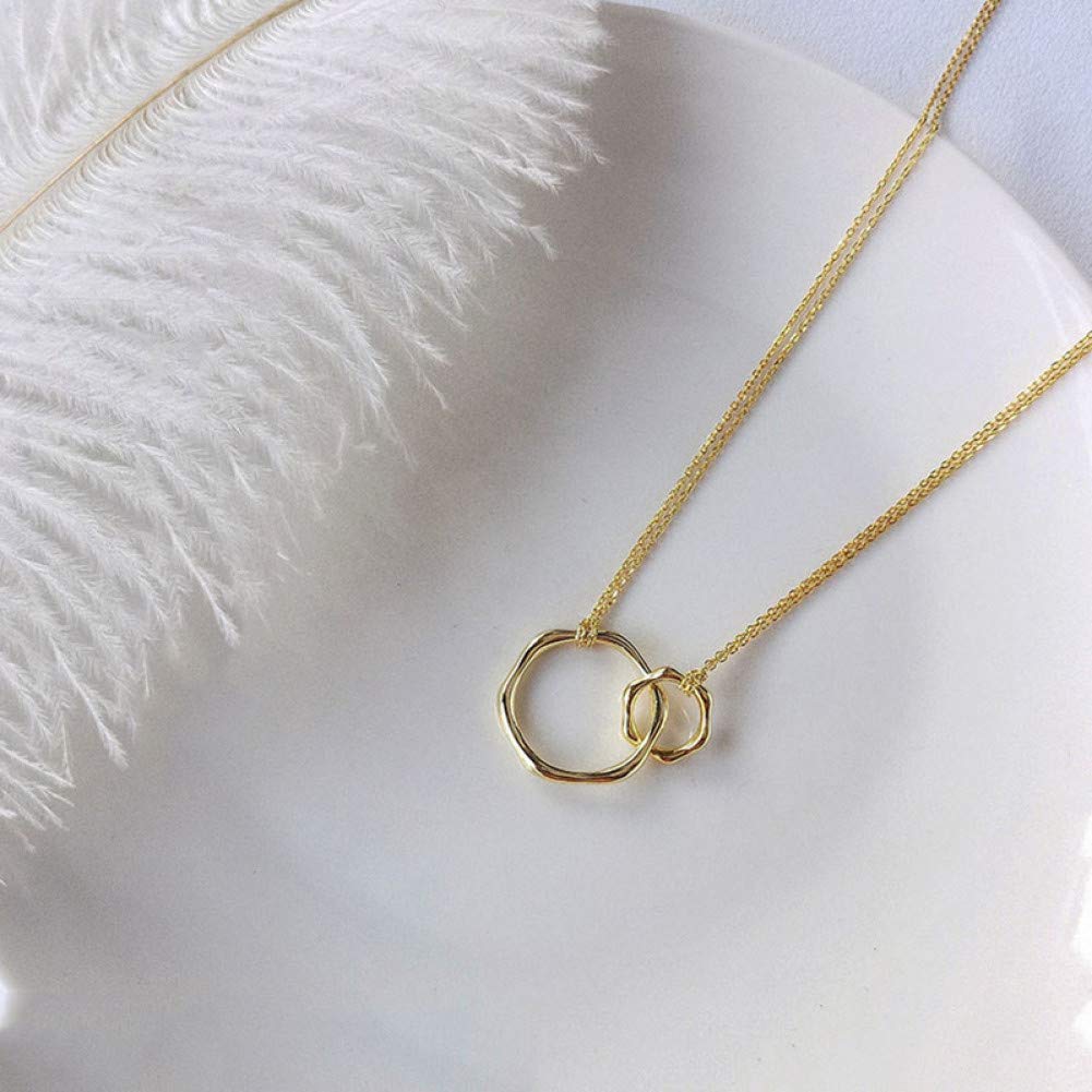 Collana con ciondolo rotondo geometrico in argento sterling 925, elegante e alla moda, per donne alla moda, accessori minimalisti e raffinati per feste.