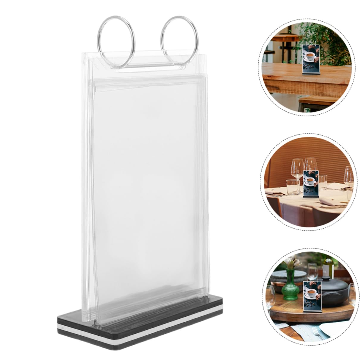 Soporte Abatible para Menú de Mesa 2 Piezas Pvc y Hierro
