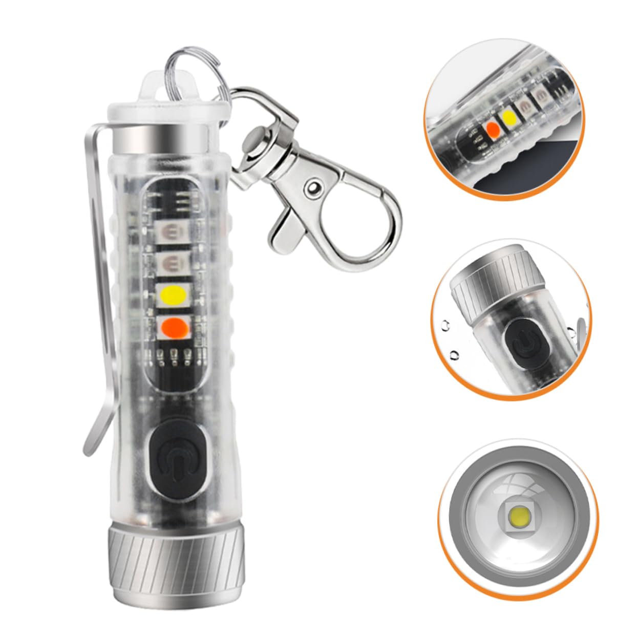 BESPORTBLE 2pezzi Torcia Led Mini Ricaricabile Luce Portachiavi Regolabile Per Esterni Modalità Di Illuminazione Design Compatto e Leggero Per Campeggio e Emergenze