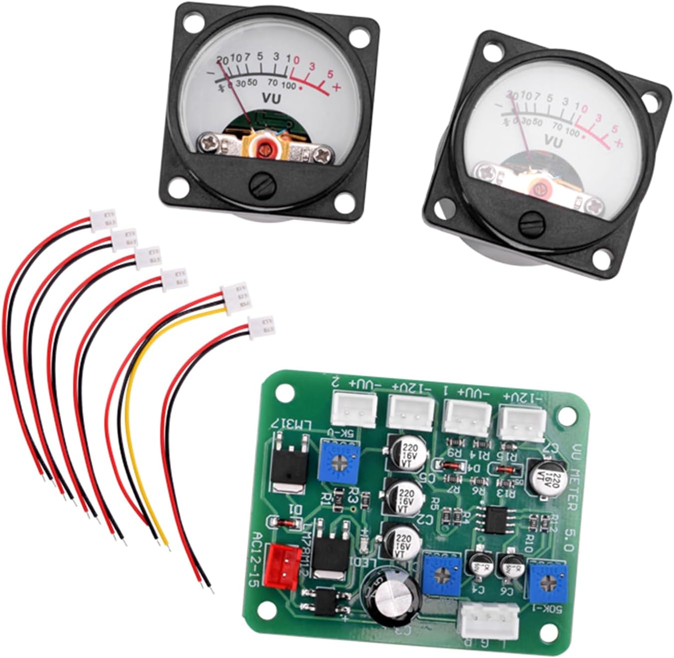 VU メーター、フルプリアンプセット 2ユニットメーターパネル&amp;フロントドライバーボード付き ケーブルバックライト付き 明る