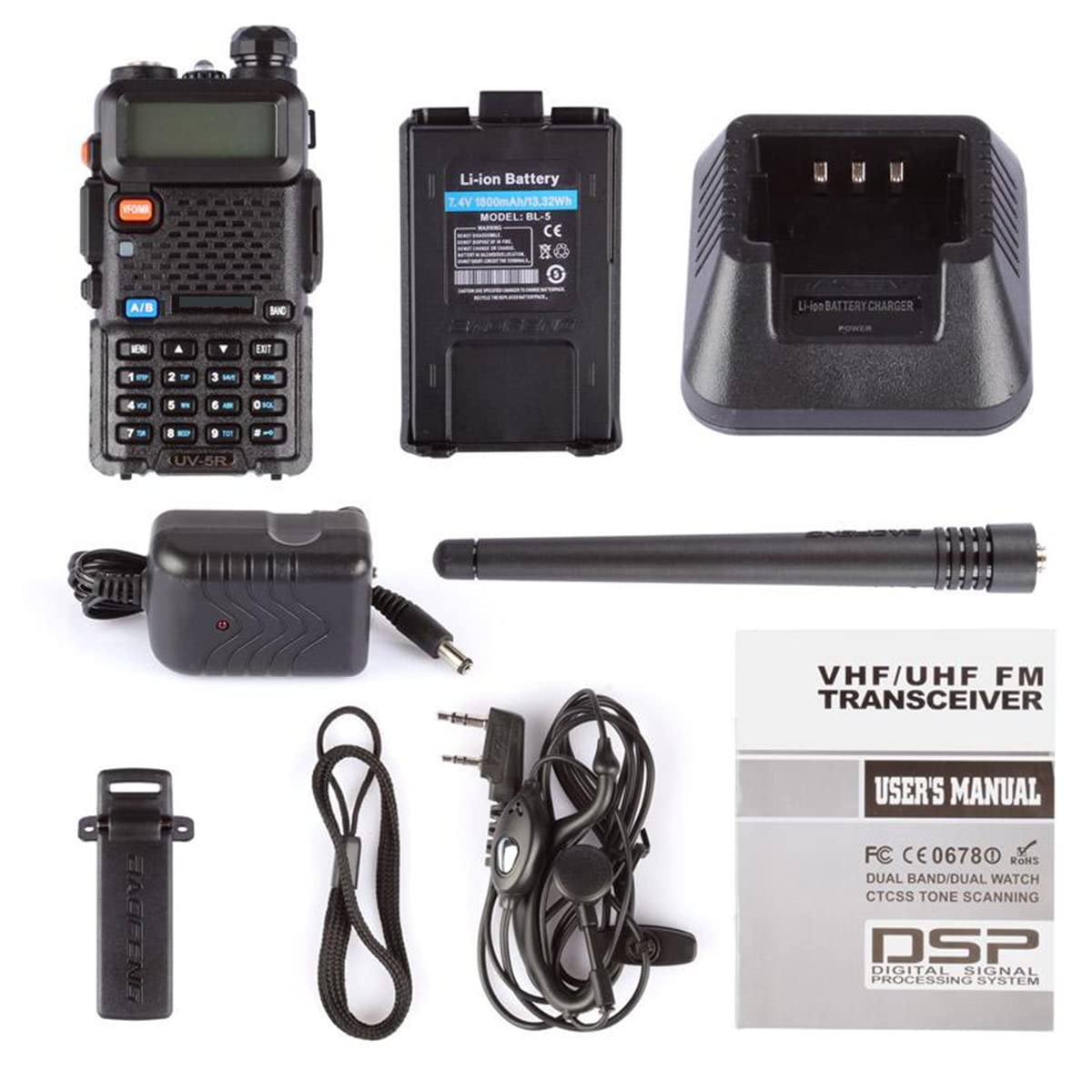 Radtel Walkie Talkie UV-5R Radio Portátil (Doble Banda, FM, Codificación DTMF, Códigos de Privacidad CTCSS), Negro